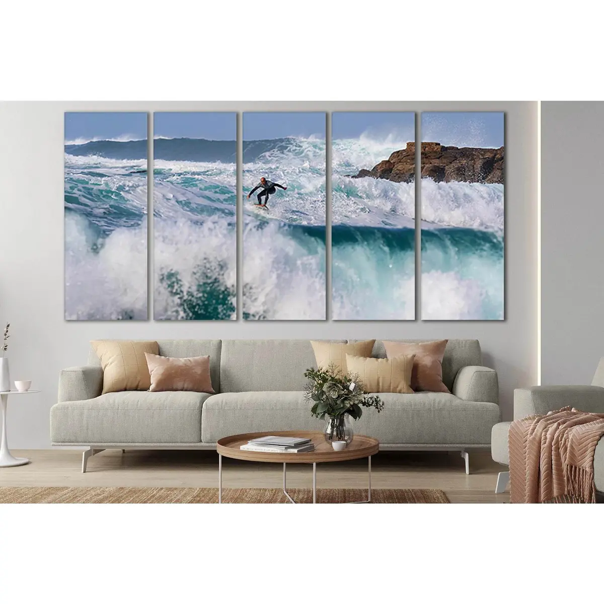 Blue Wave Surfer Canvas Art №SL177 – Premium Ready-to-Hang Wall Decor
