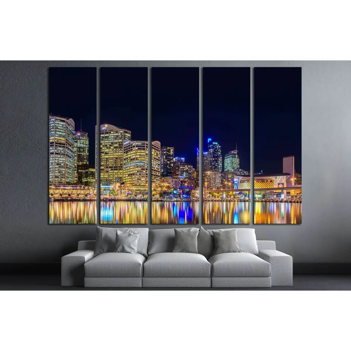 Ready-to-Hang Canvas Print of Darling Harbour’s Illuminated Sydney Skyline at Night - Image 3
