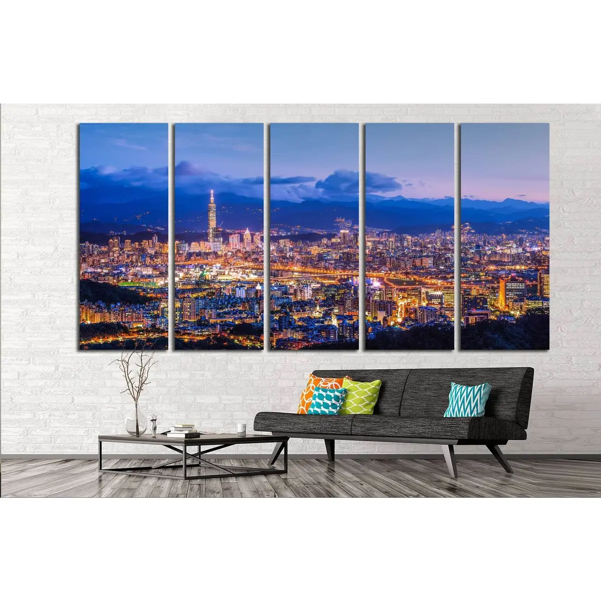 Taipei City #566 Premium Canvas Wall Art Print - Image 3