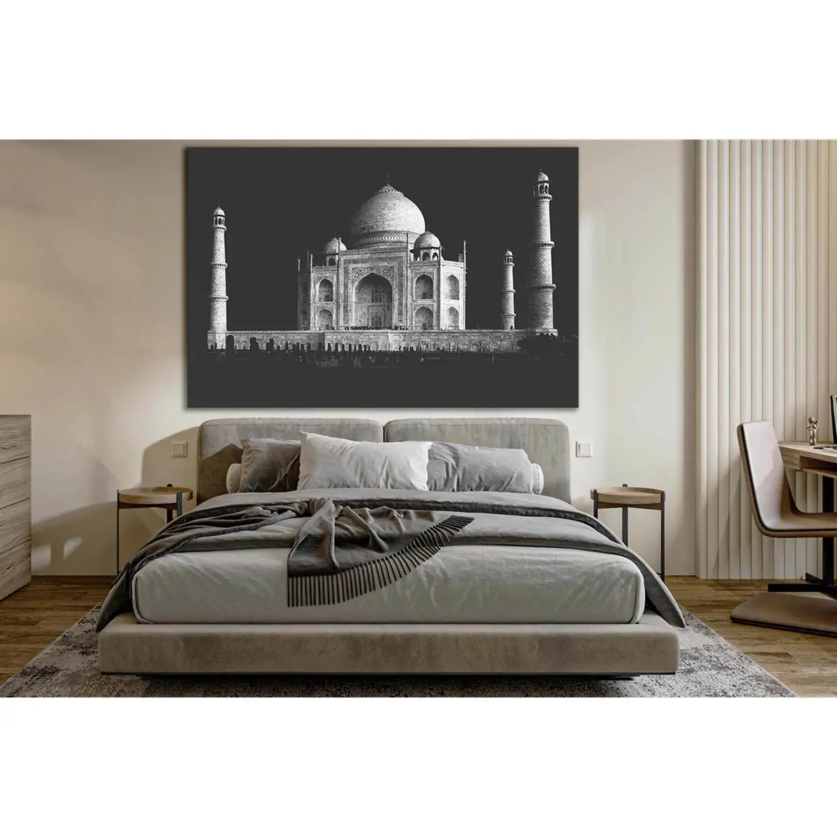 Taj Mahal Black And White №Sl1389 Ready To Hang Canvas Print 2