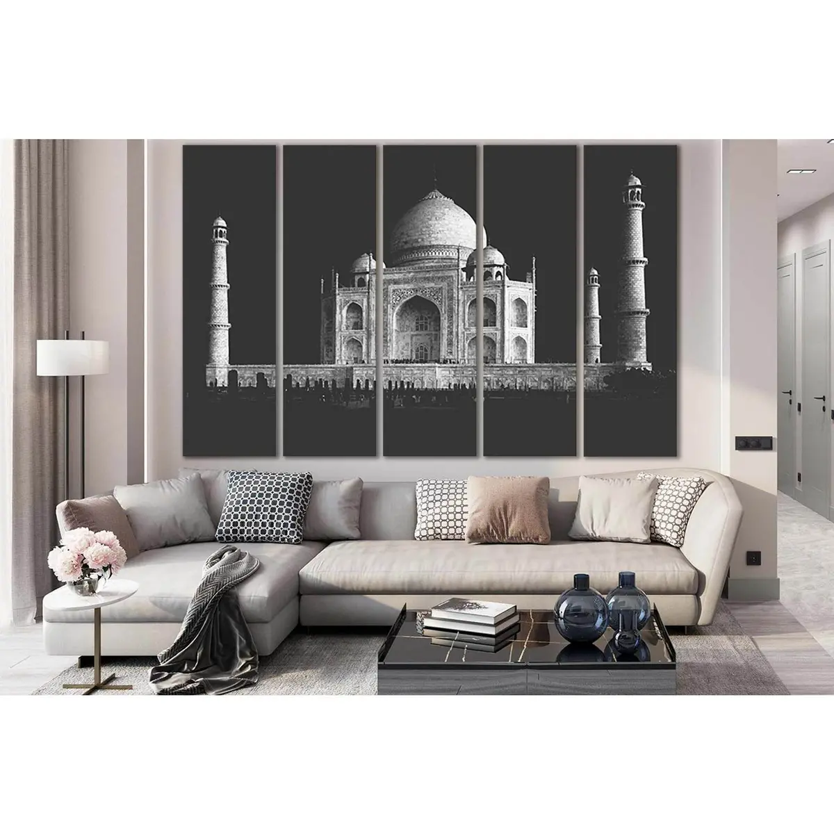 Taj Mahal Monochrome Canvas Art – Pre-Hung Wall Decor SL1389 - Image 3