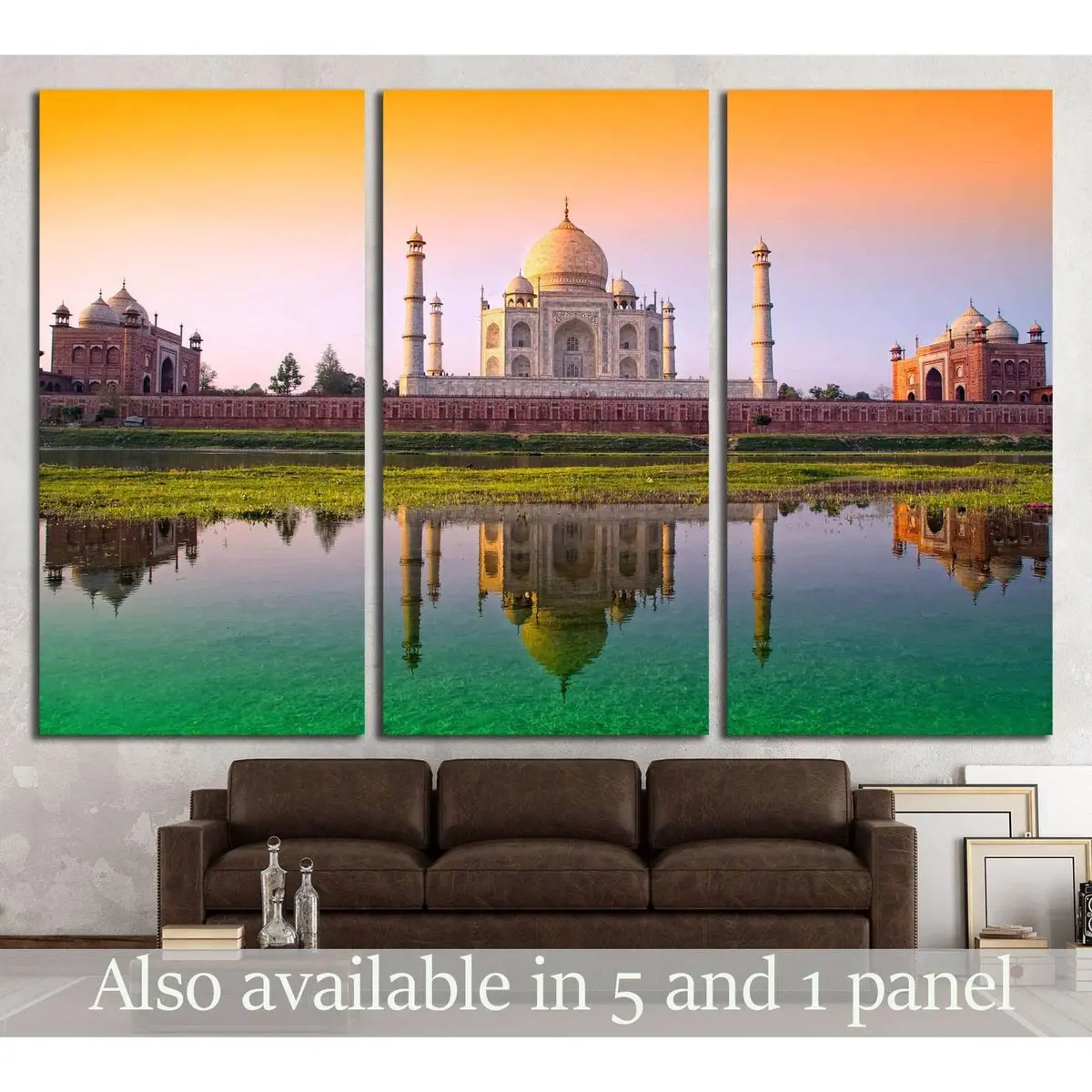 Taj Mahal With Tri Color Flag, India №2222 Ready To Hang Canvas Print 5