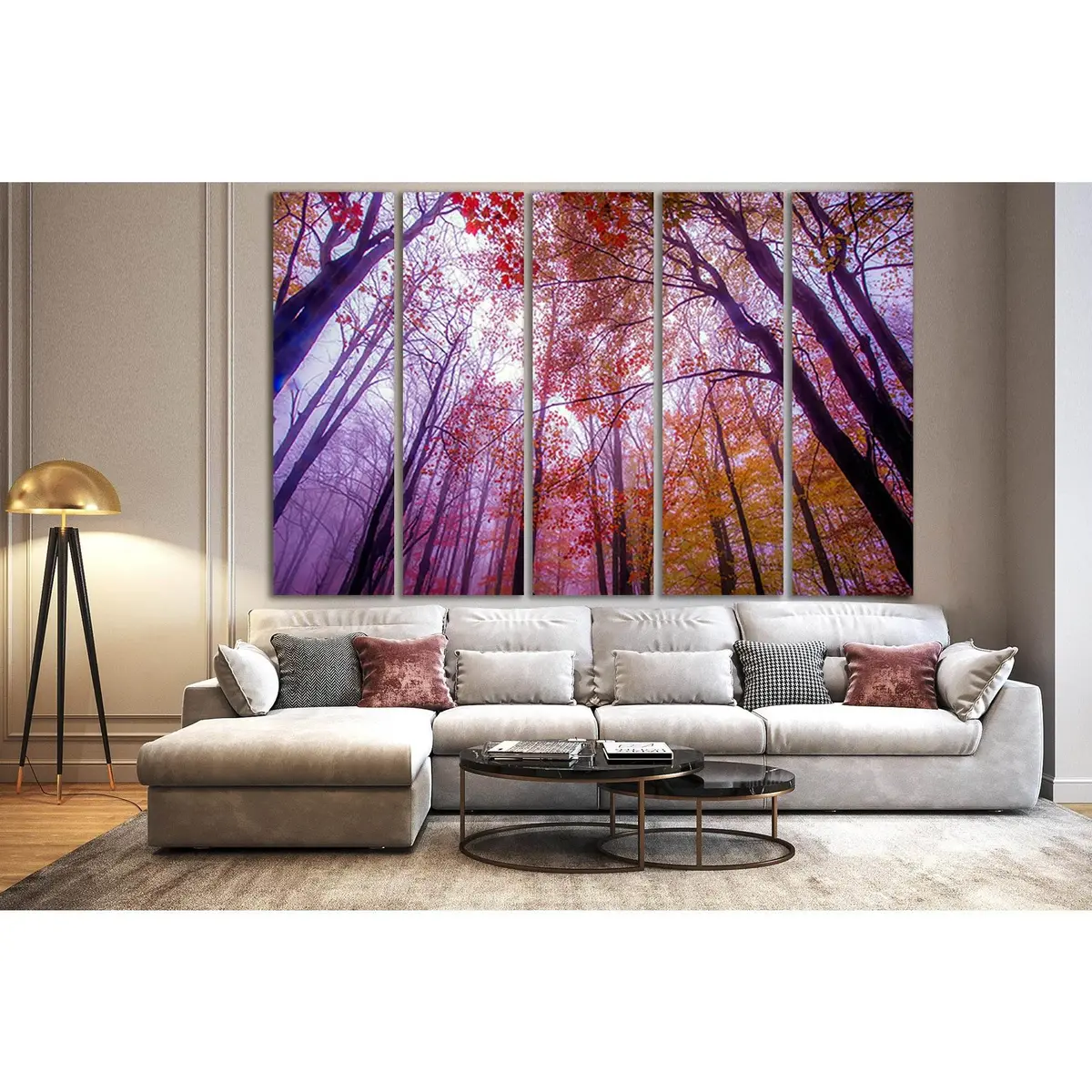 Tall Autumn Trees Canvas Wall Art – Ready-to-Hang Forest Print SL803