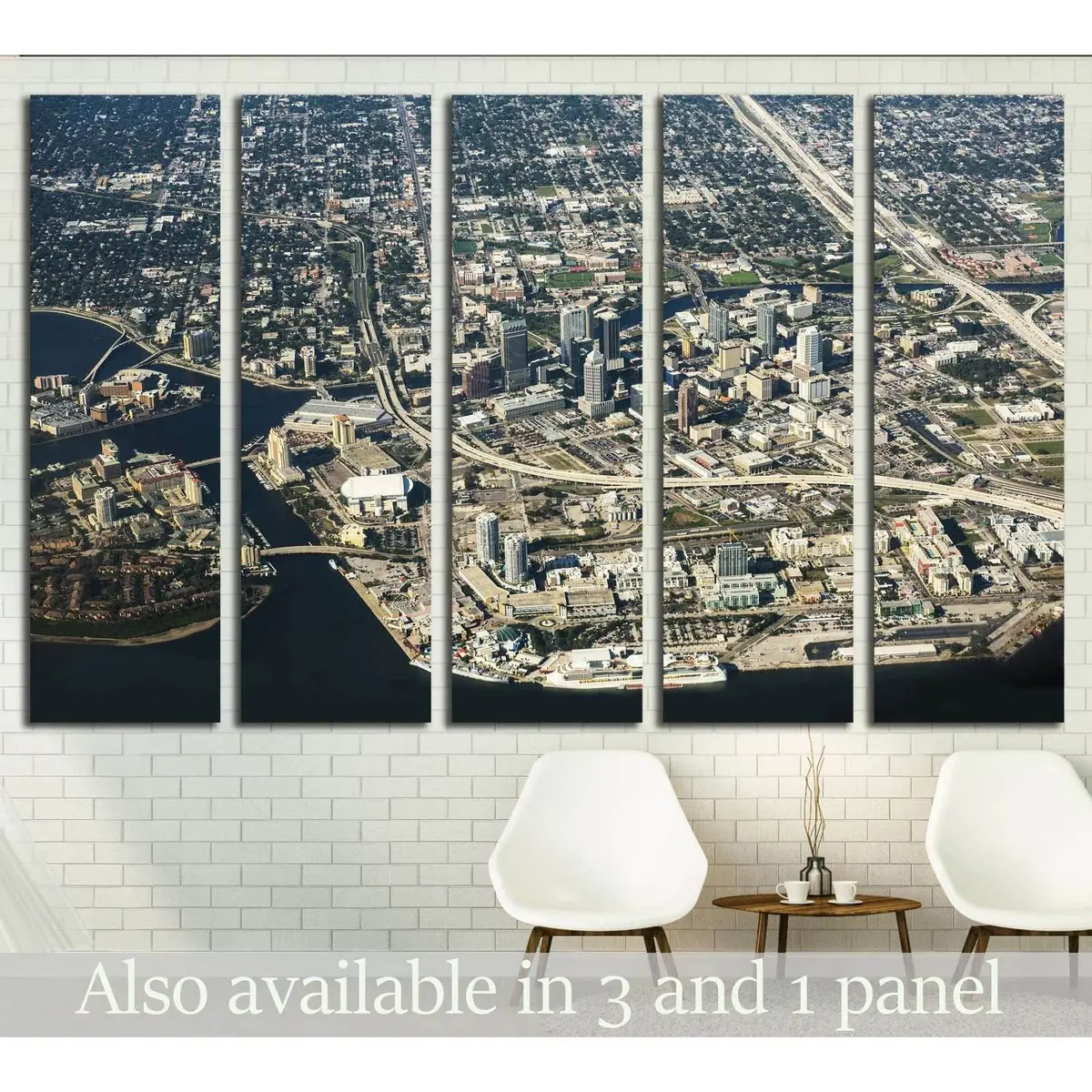 Tampa, Florida Aerial View On A Sunny Day №1730 Ready To Hang Canvas Print 1
