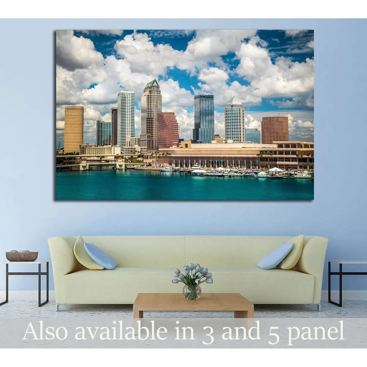 Tampa Florida Skyline With Sun And Clouds №1677 Ready To Hang Canvas Print 1