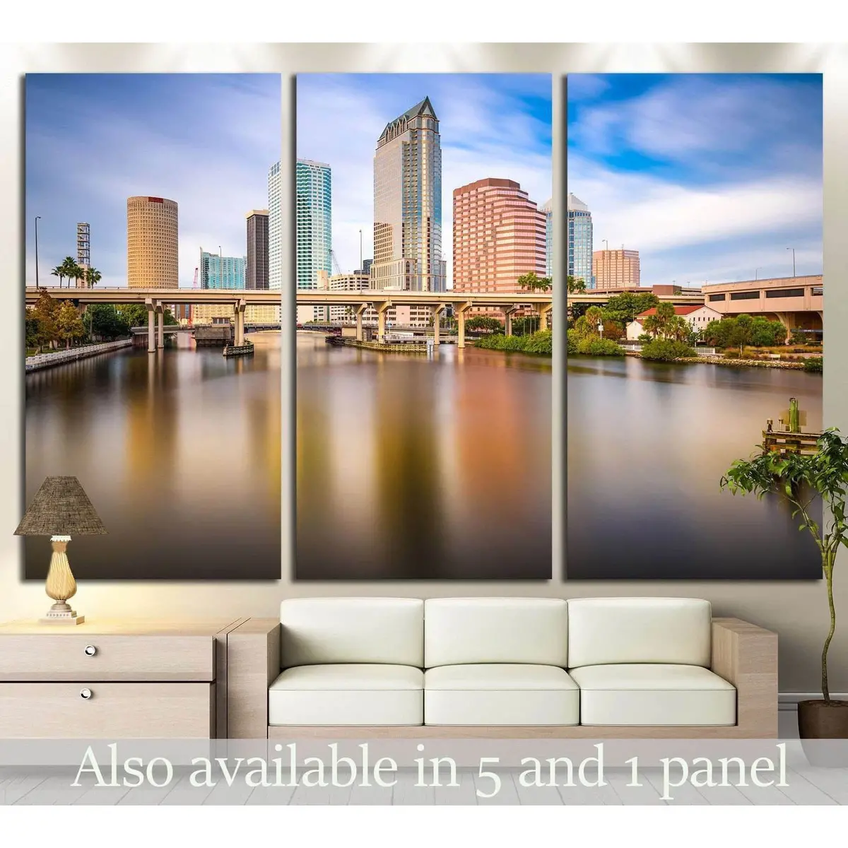 Tampa, Florida, Usa Downtown City Skyline On The Hillsborough River №1690 Ready To Hang Canvas Print 1
