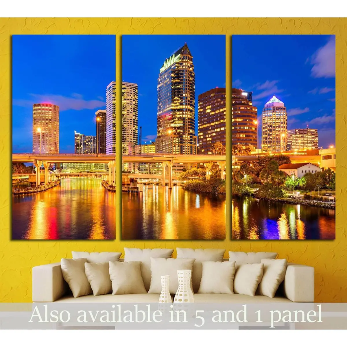 Tampa, Florida, Usa Downtown Skyline On The Hillsborough River №1711 Ready To Hang Canvas Print 5