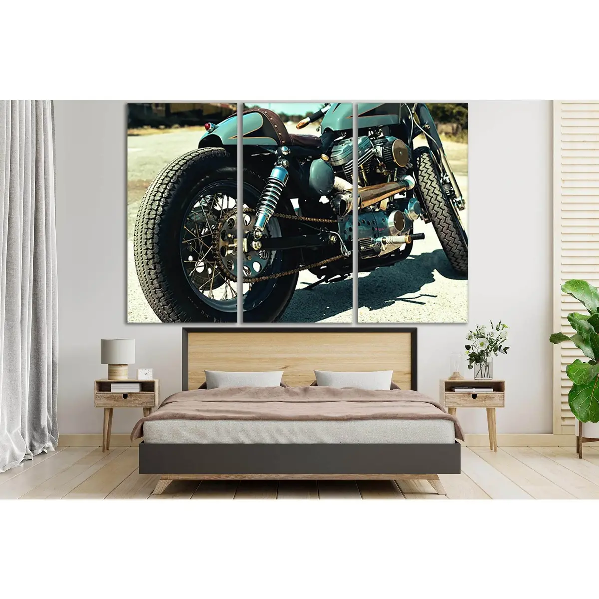 Teal And Black Motorcycle Close Up №Sl767 Ready To Hang Canvas Print 5