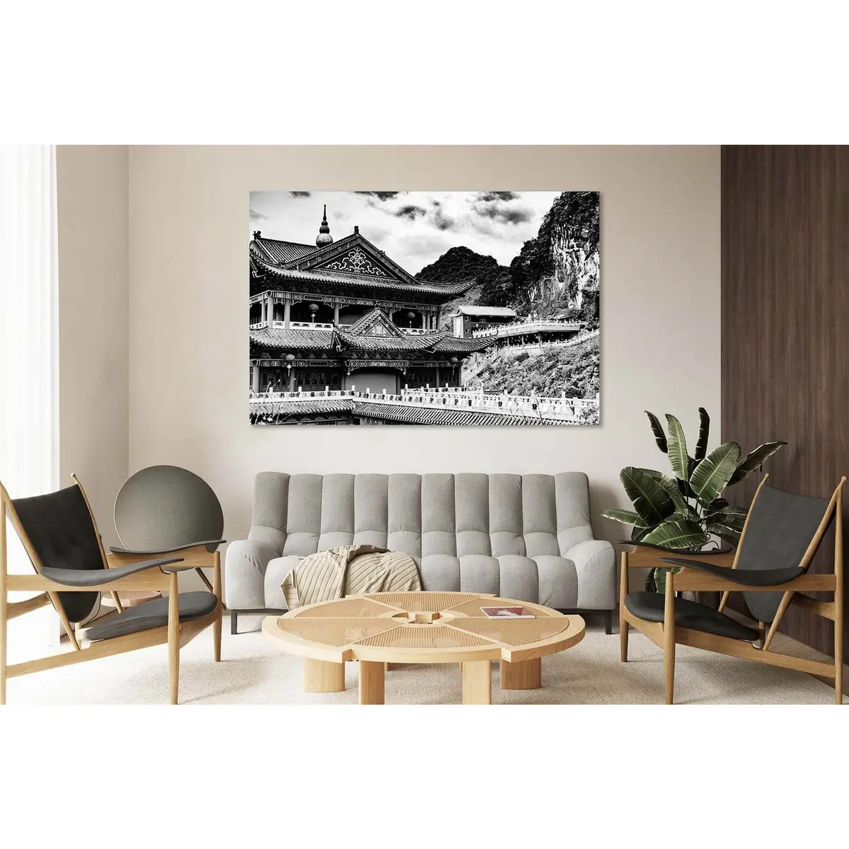 Temple Noir And Blanc №D2844 Ready To Hang Canvas Print 1