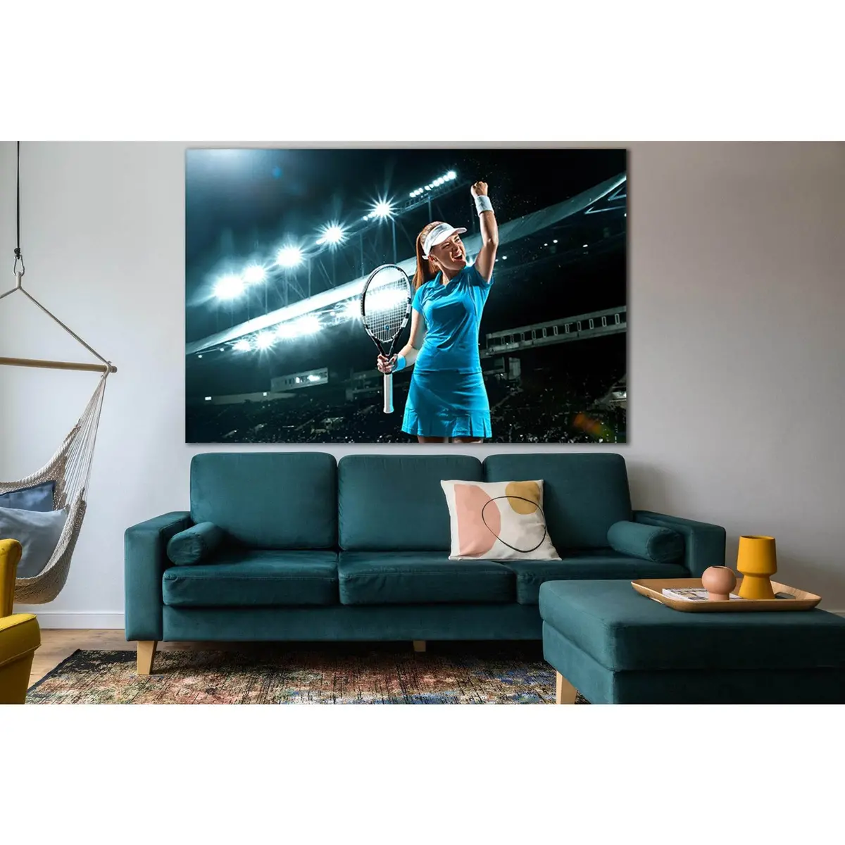 Tennis Player With Racket In Blue Costume №Sl956 Ready To Hang Canvas Print 1