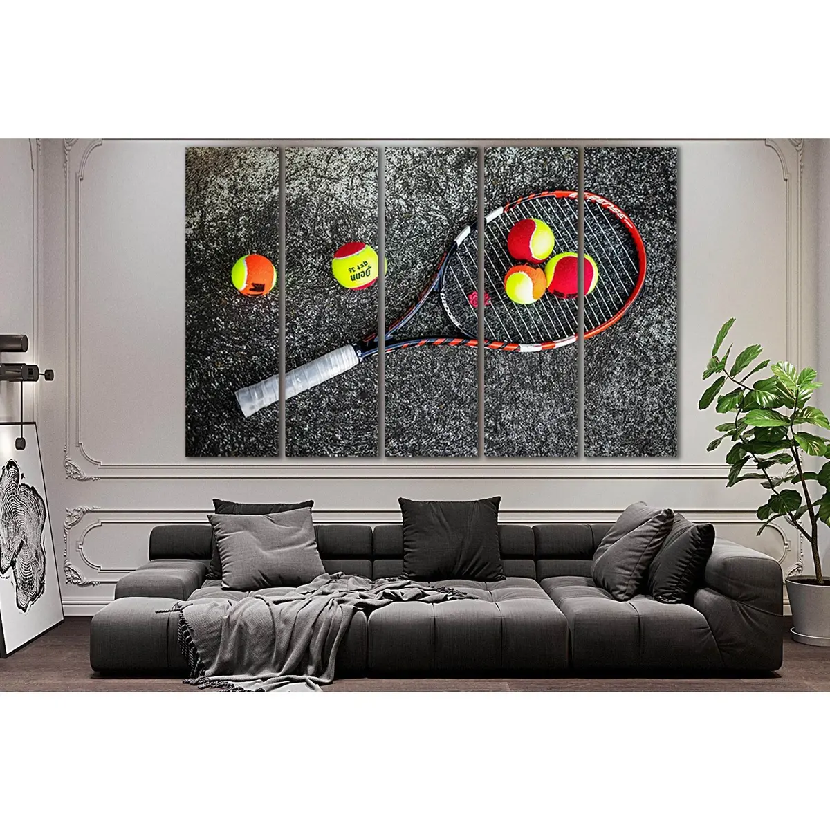 Premium Tennis Racket and Balls Canvas Wall Art – SL908, Ready to Hang