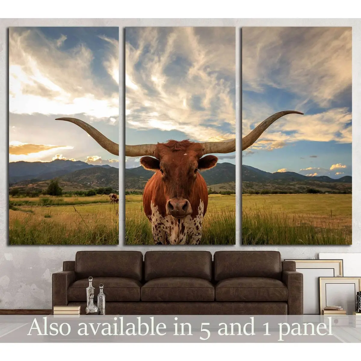 Texas Longhorn Steer In Rural Utah, Usa №2364 Ready To Hang Canvas Print 5