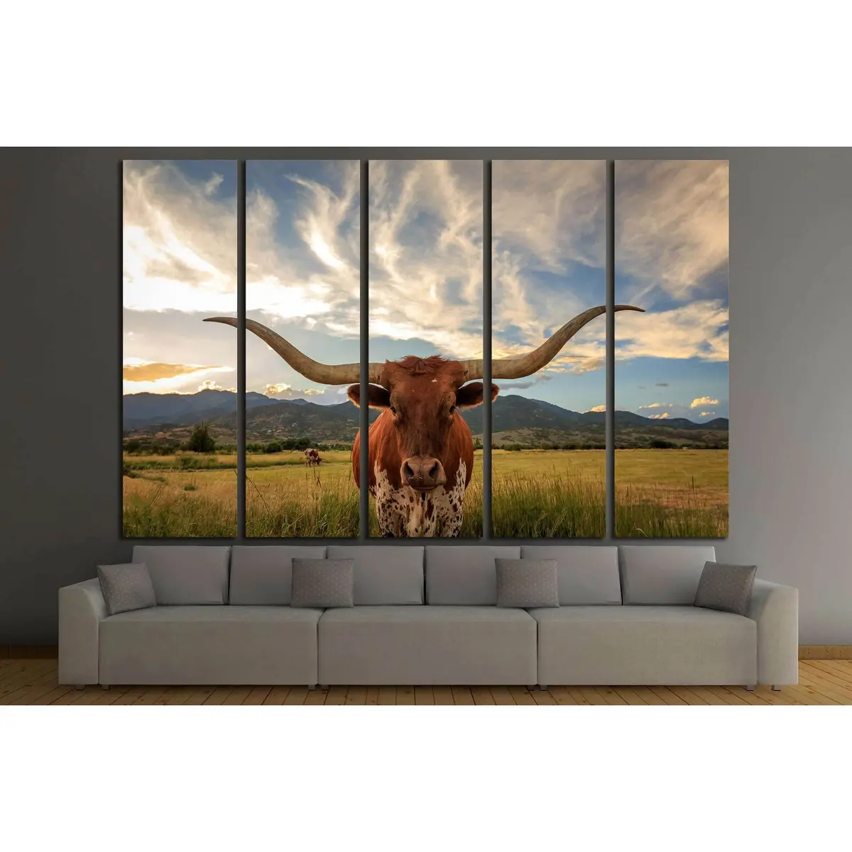 Texas Longhorn Steer Canvas Wall Art – Rustic Rural Utah Scene Ready to Hang - Image 3