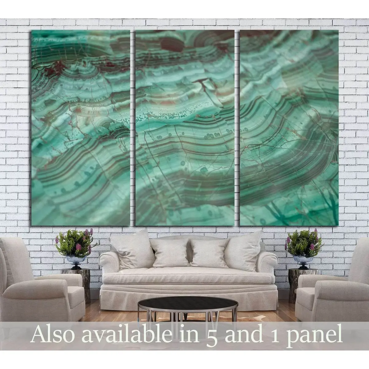 Texture Of Polished Malachite №1399 Ready To Hang Canvas Print 1