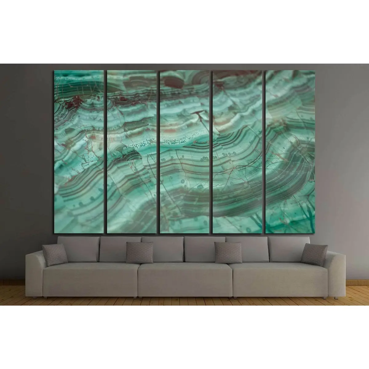 Texture Of Polished Malachite №1399 Ready To Hang Canvas Print 2