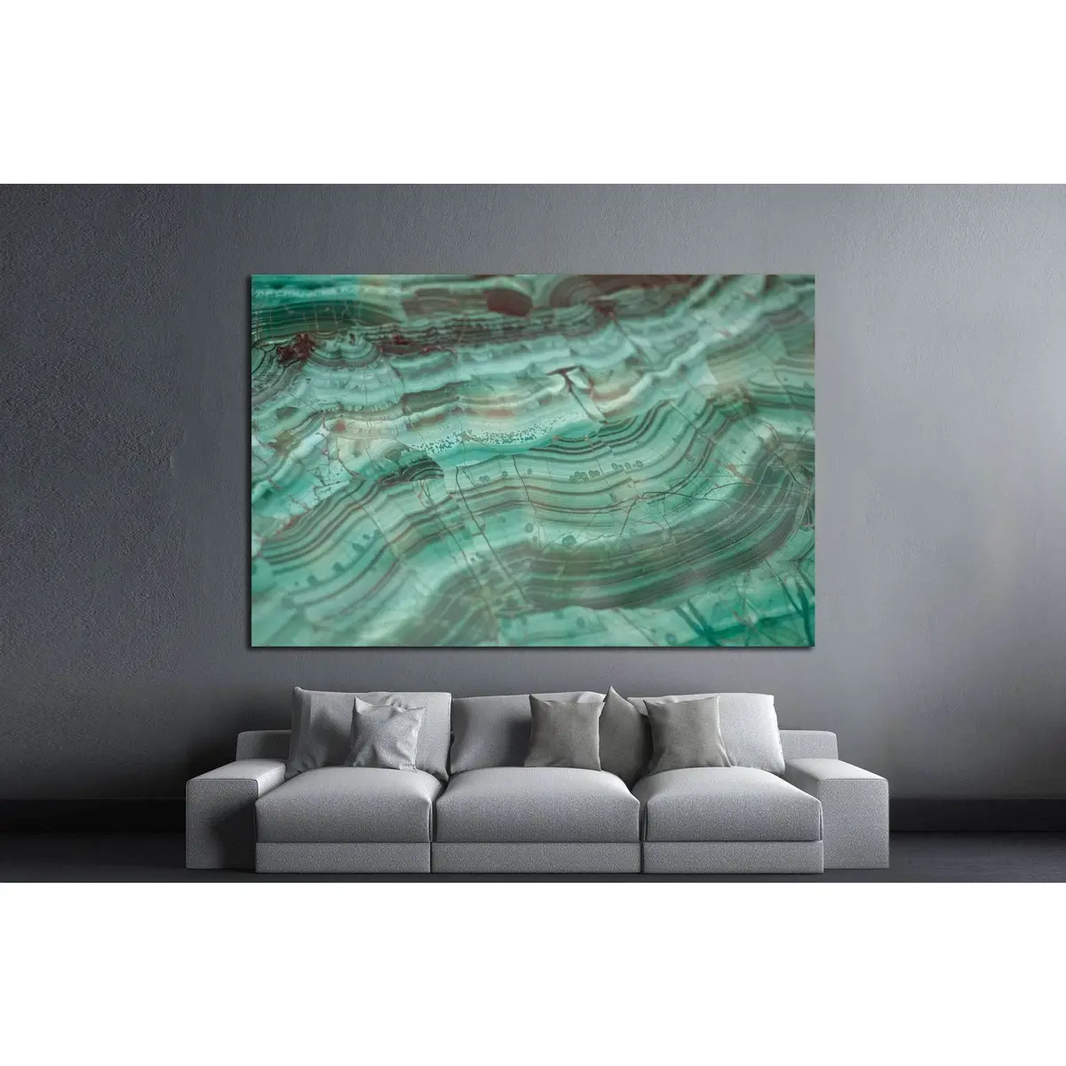 Texture Of Polished Malachite №1399 Ready To Hang Canvas Print 3
