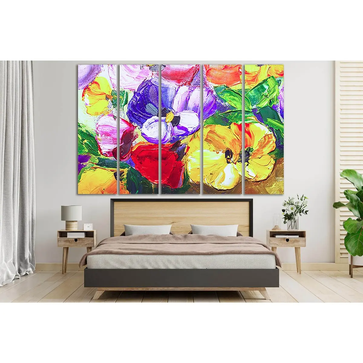 Textured Floral Oil Painting Canvas Art – Pre-Stretched, Ready-to-Hang Wall Decor (SL595) - Image 3
