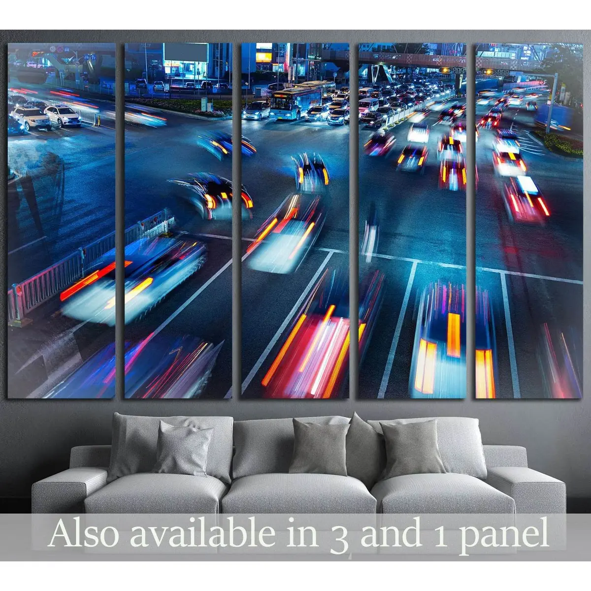 Urban Traffic Scene #2213 Premium Ready-to-Hang Canvas Wall Art