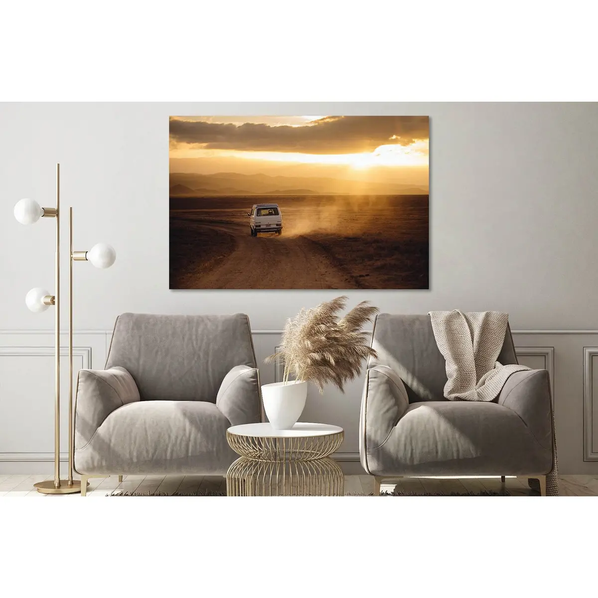 The Car Leaving Into The Sunset  №D1814 Ready To Hang Canvas Print 1