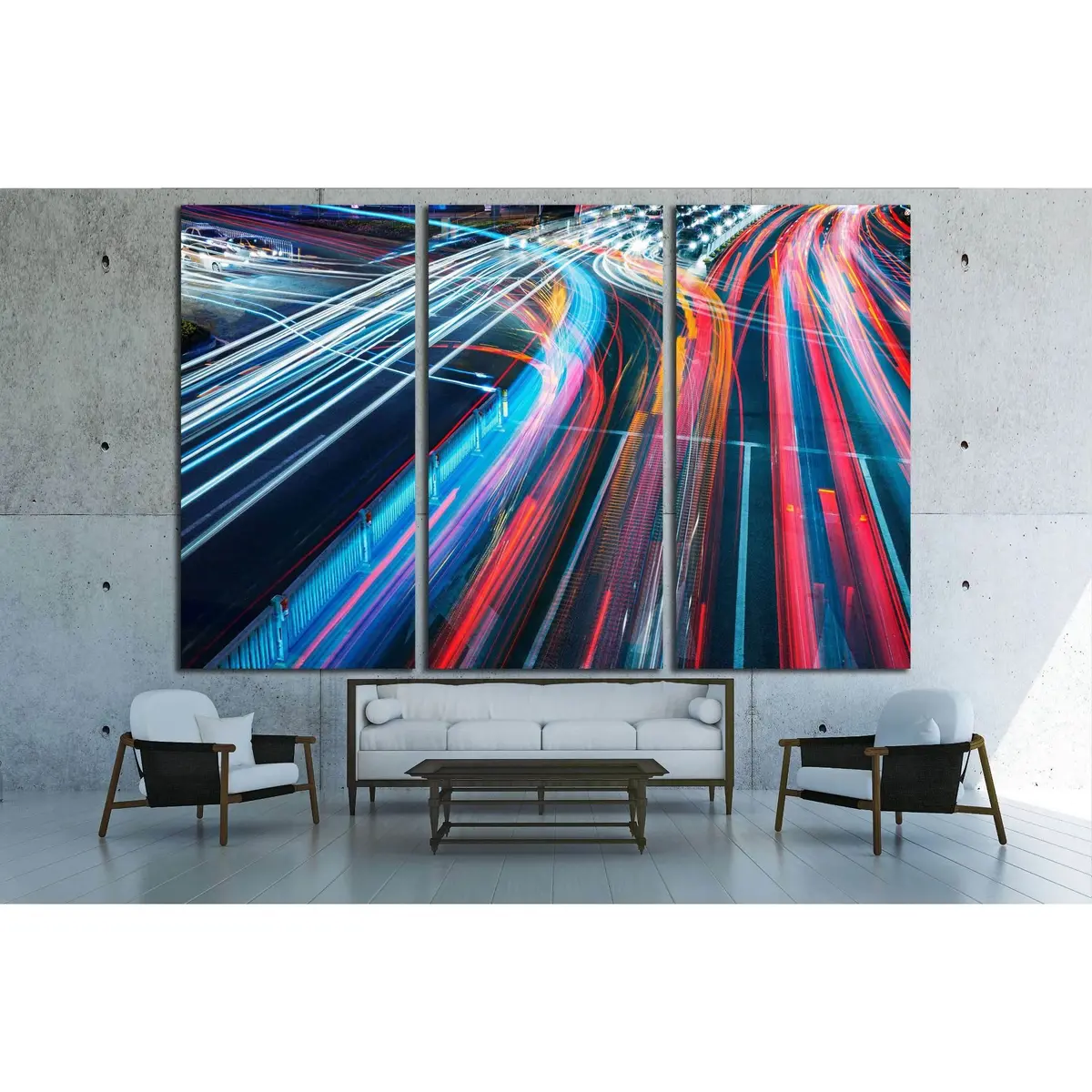 The Car Light Trails In The City №2215 Ready To Hang Canvas Print 5