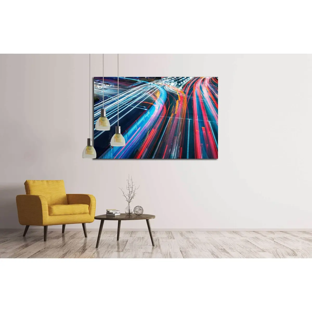 The Car Light Trails In The City №2215 Ready To Hang Canvas Print 3