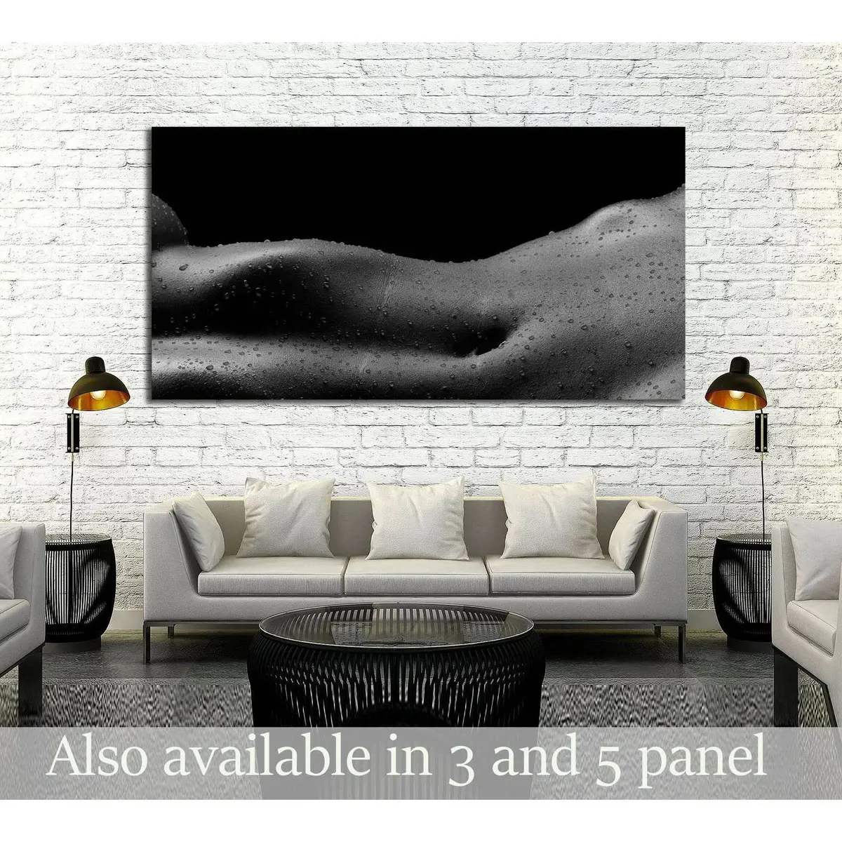 The Curves Of The Body On The Abdomen With Water Drops №3021 Ready To Hang Canvas Print 1