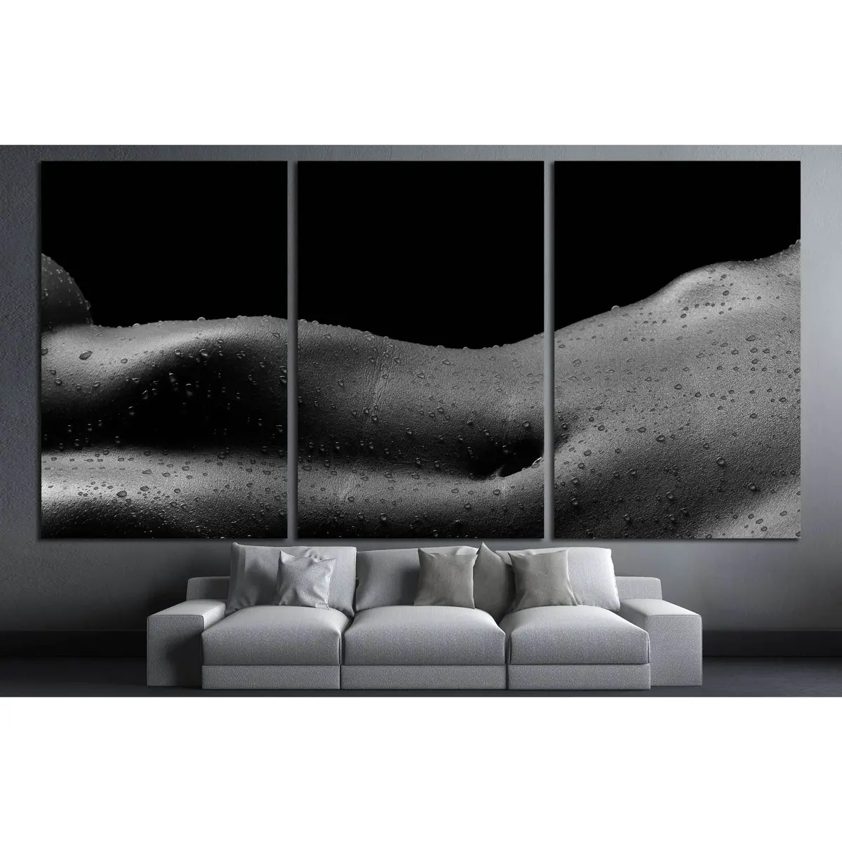 The Curves Of The Body On The Abdomen With Water Drops №3021 Ready To Hang Canvas Print 5