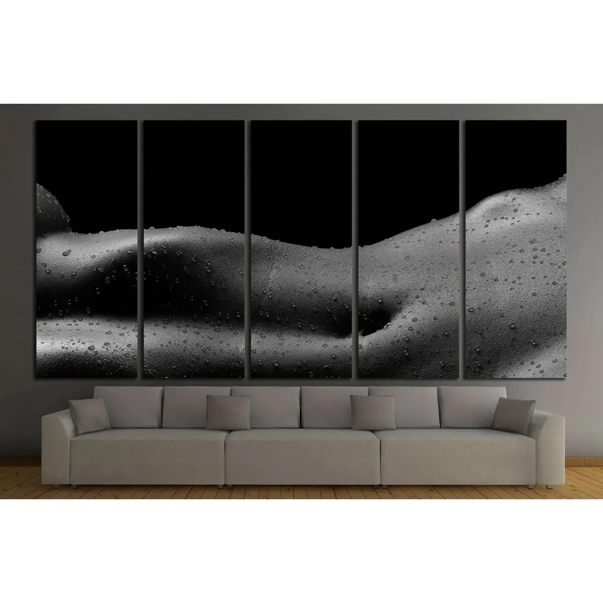 Ready-to-Hang Canvas Wall Art Featuring Abstract Abdominal Form and Liquid Texture - Image 3