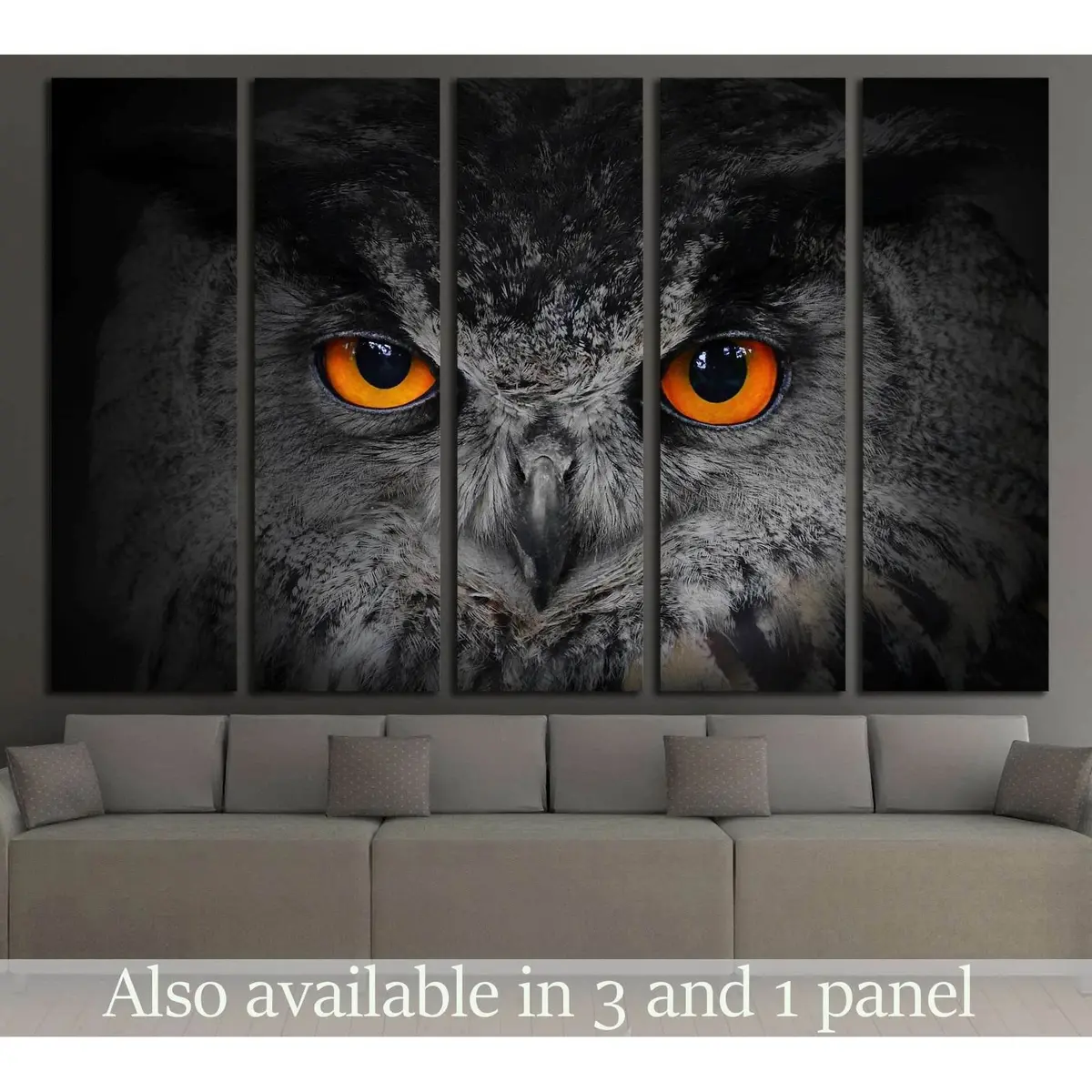 Evil Eyes Eagle Owl Canvas Art Print – Bubo Bubo Wall Decor, Ready-to-Hang