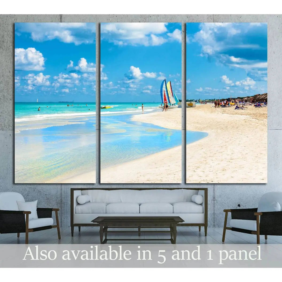 The Famous Beach Of Varadero In Cuba With A Calm Turquoise Ocean №2691 Ready To Hang Canvas Print 5