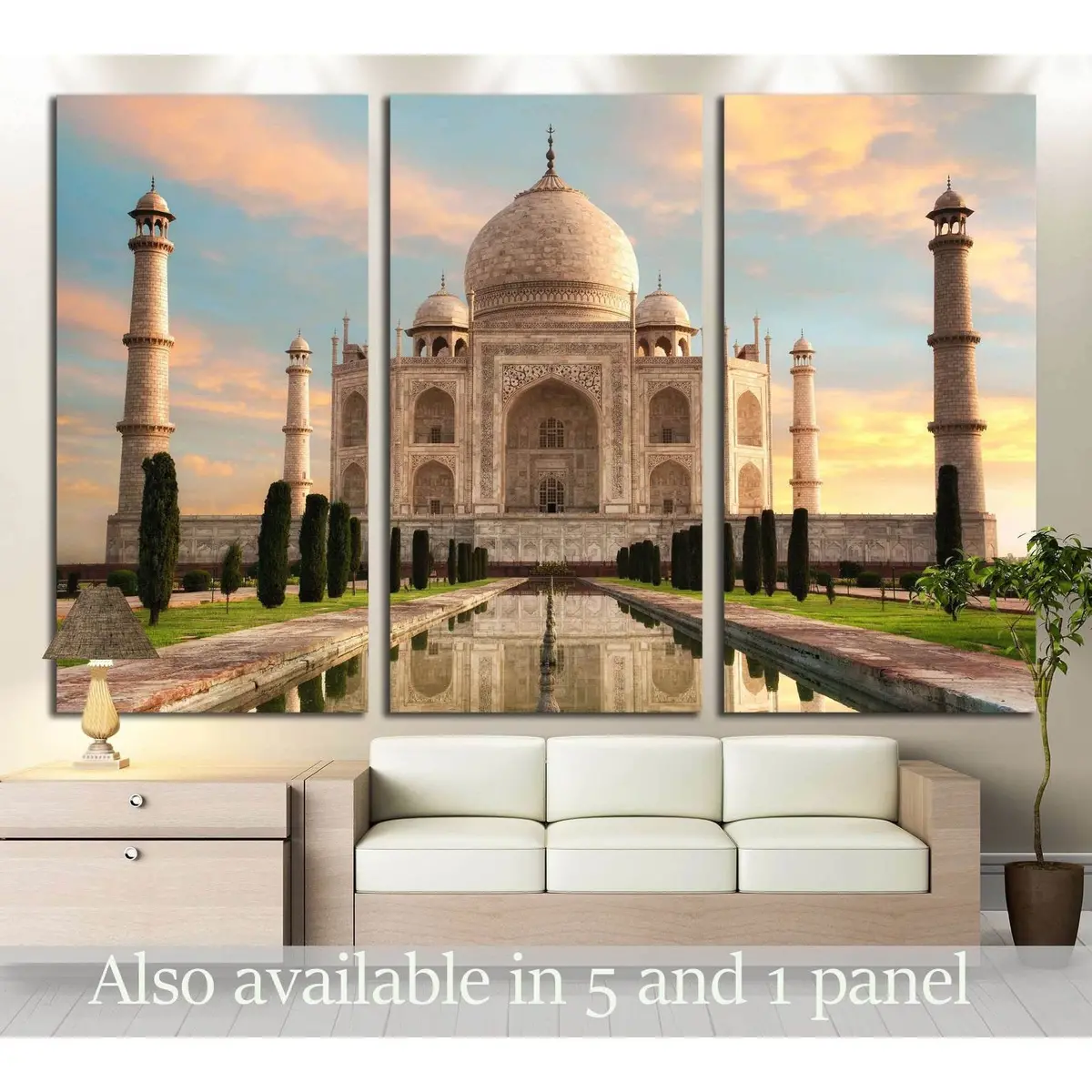The Magnificent Taj Mahal In India Shows Its Full Splendor At A Glorious Sunrise With Pastel-Colored Sky №3029 Ready To Hang Canvas Print 5