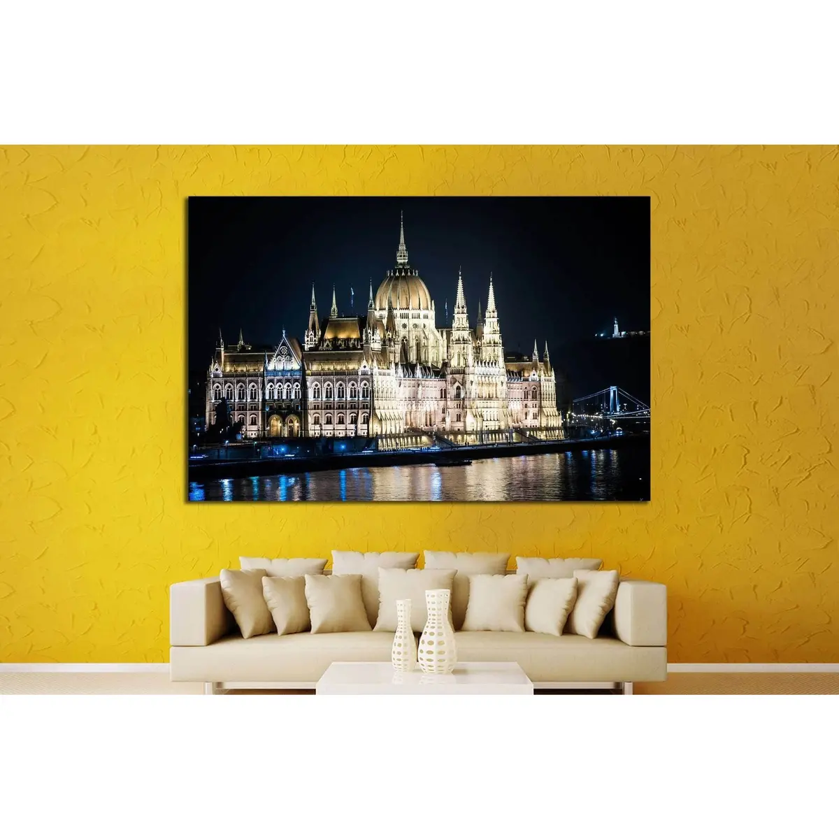 The Parliament Of Budapest At Night №1282 Ready To Hang Canvas Print 2