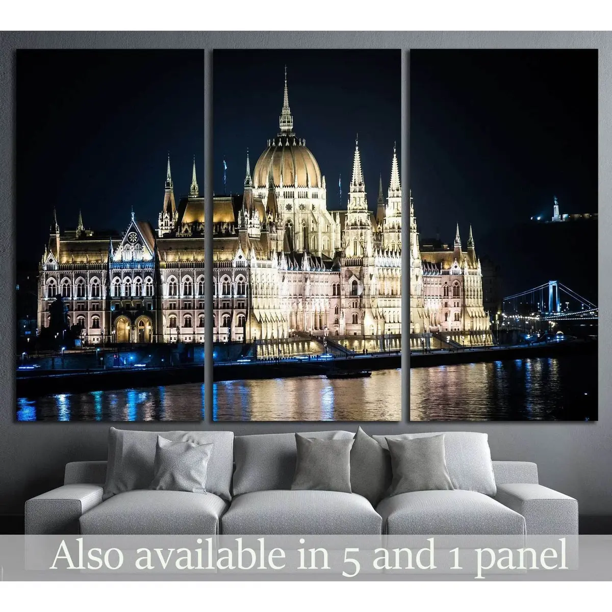 The Parliament Of Budapest At Night №1282 Ready To Hang Canvas Print 5