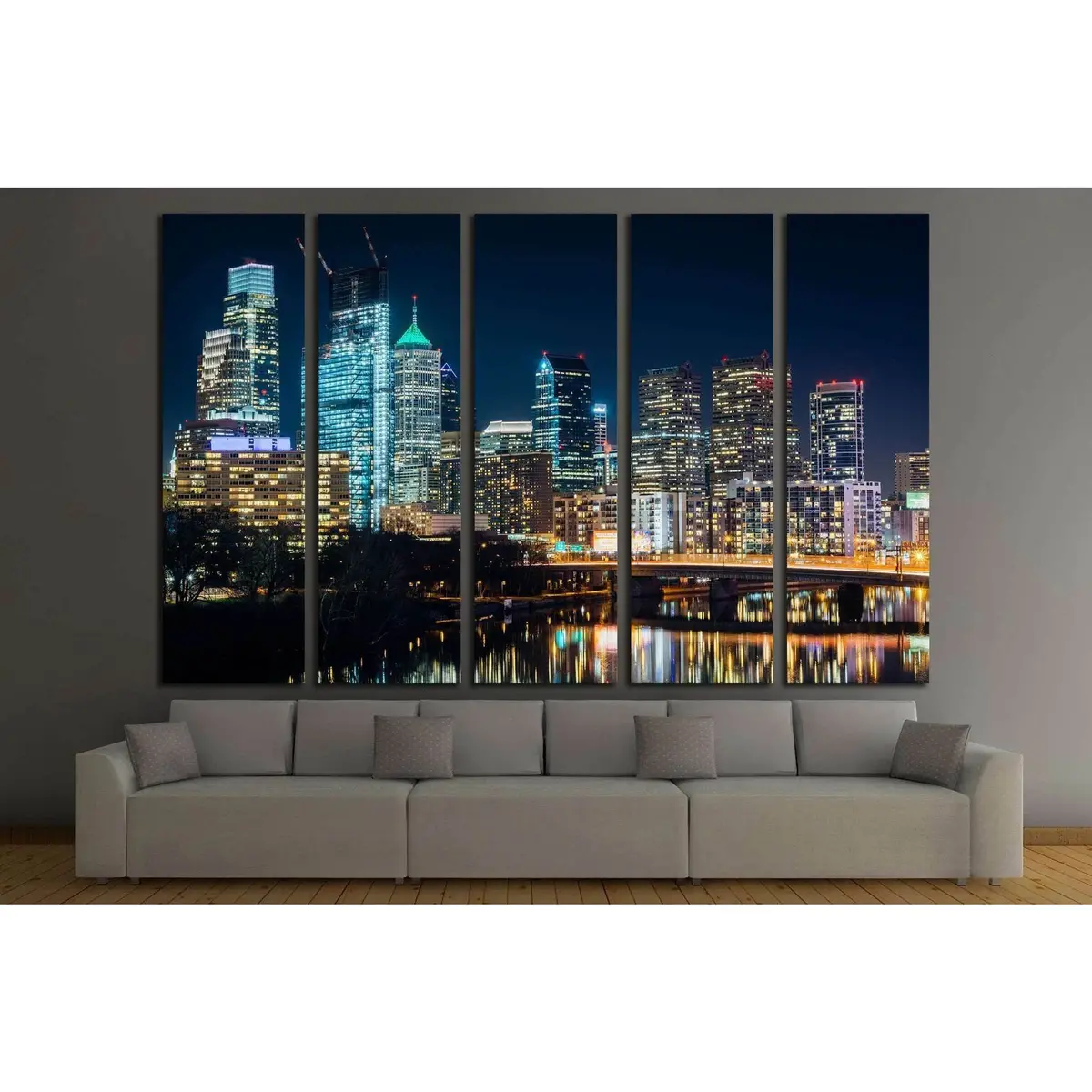 Stunning Philadelphia Night Skyline Canvas Print with Schuylkill River Scene – Ready-to-Hang Wall Art - Image 3