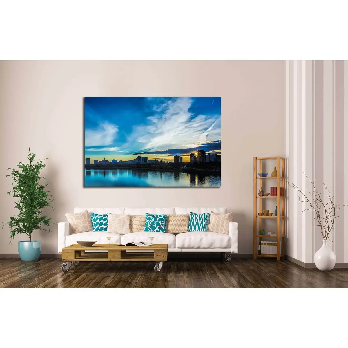 The Skyline Of Saskatoon, Canada At Sunset №2155 Ready To Hang Canvas Print 3