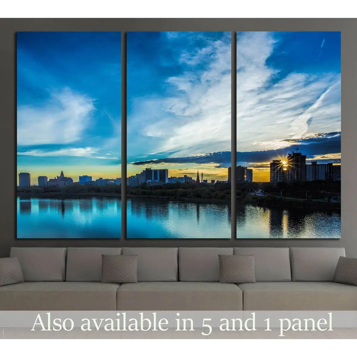 The Skyline Of Saskatoon, Canada At Sunset №2155 Ready To Hang Canvas Print 5