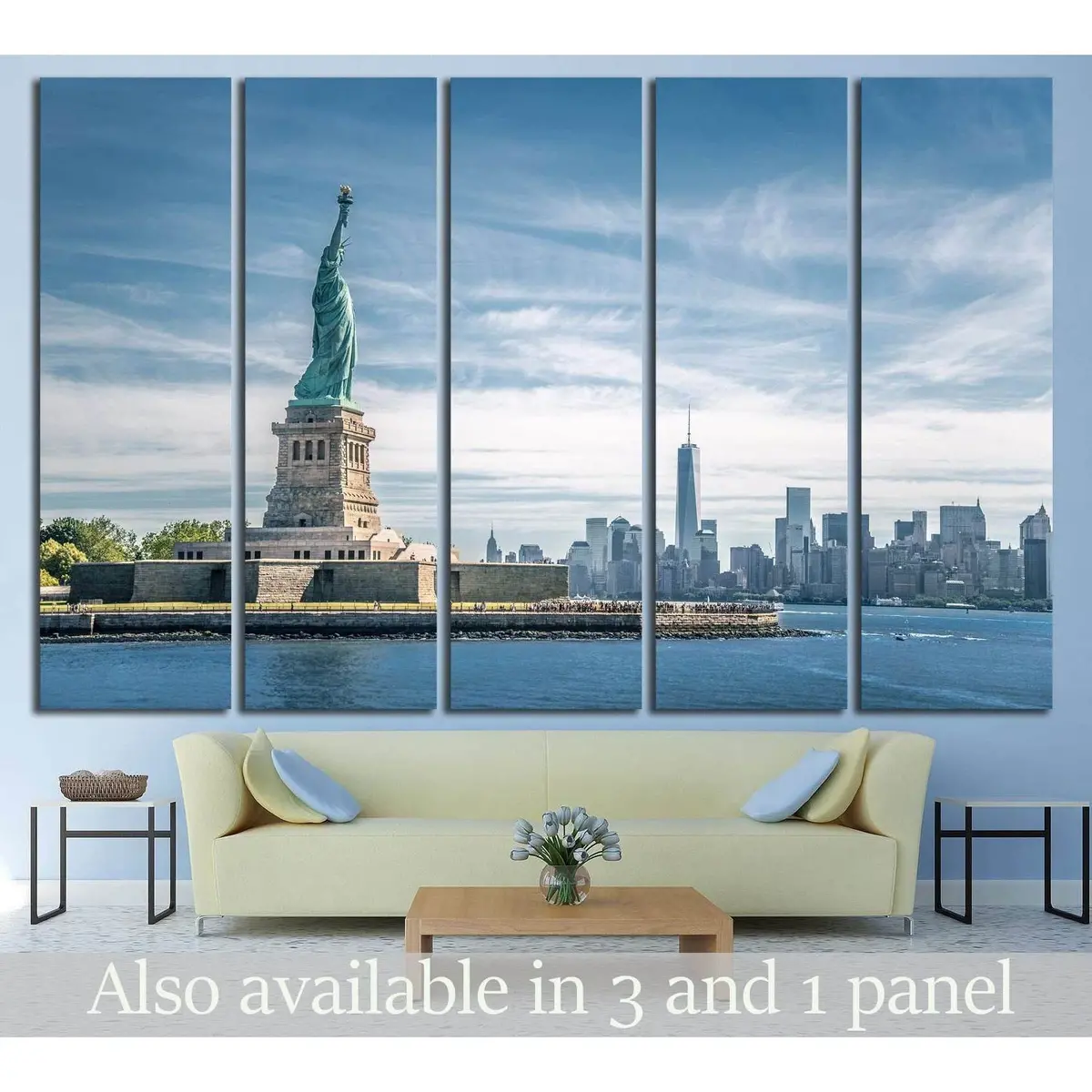 The Statue Of Liberty And Manhattan, New York №1292 Ready To Hang Canvas Print 1
