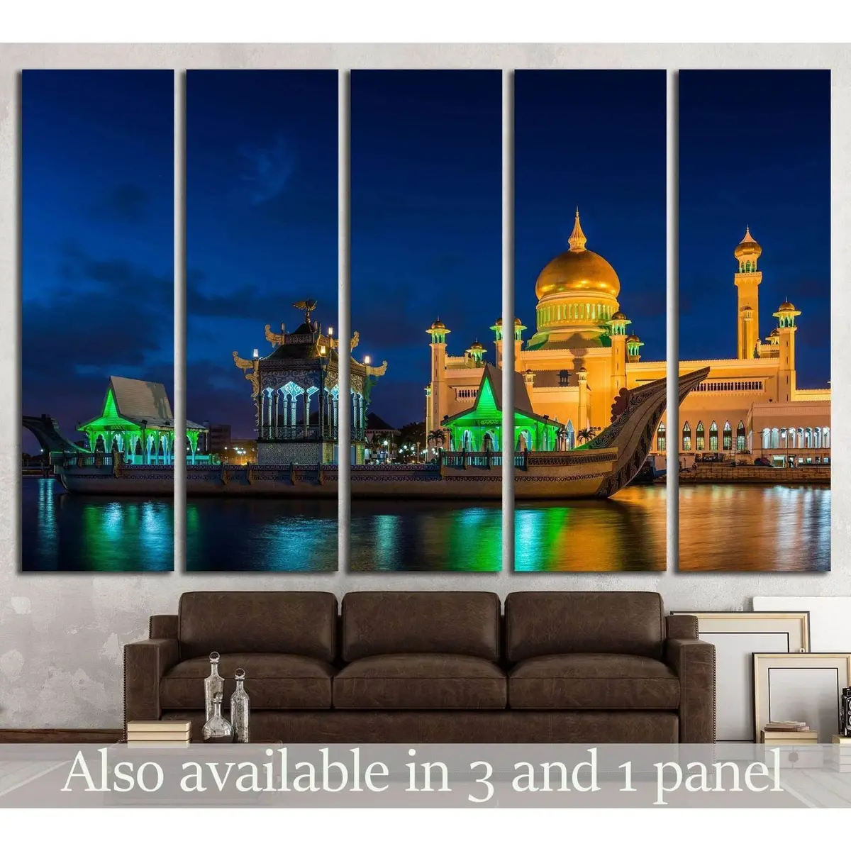 Sultan Omar Ali Saifuddin Mosque Canvas Wall Art – Brunei’s Iconic Landmark in Bandar Seri Begawan