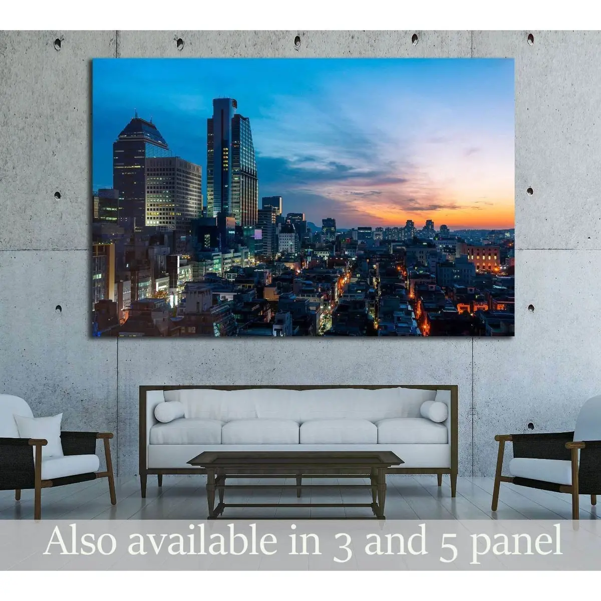 The Sun Sets Over The Gangnam District Of Seoul, South Korea №1634 Ready To Hang Canvas Print 1