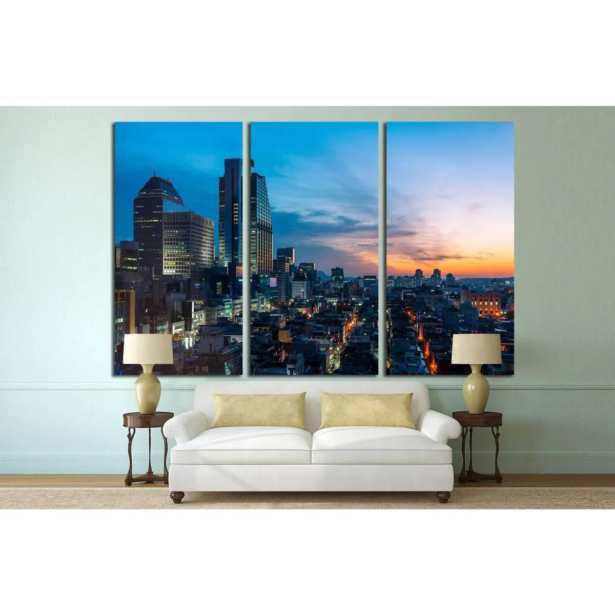 The Sun Sets Over The Gangnam District Of Seoul, South Korea №1634 Ready To Hang Canvas Print 2