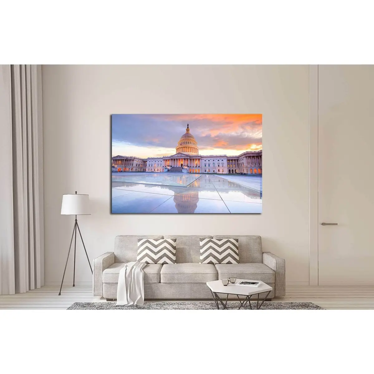 The United States Capitol Building With The Dome Lit Up At Night Usa №2057 Ready To Hang Canvas Print 3