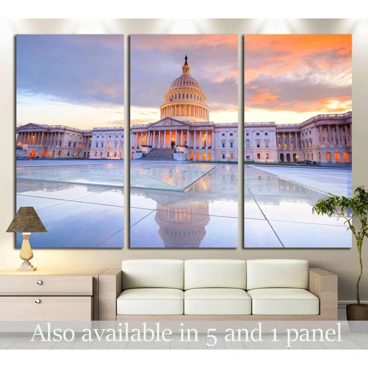 The United States Capitol Building With The Dome Lit Up At Night Usa №2057 Ready To Hang Canvas Print 5