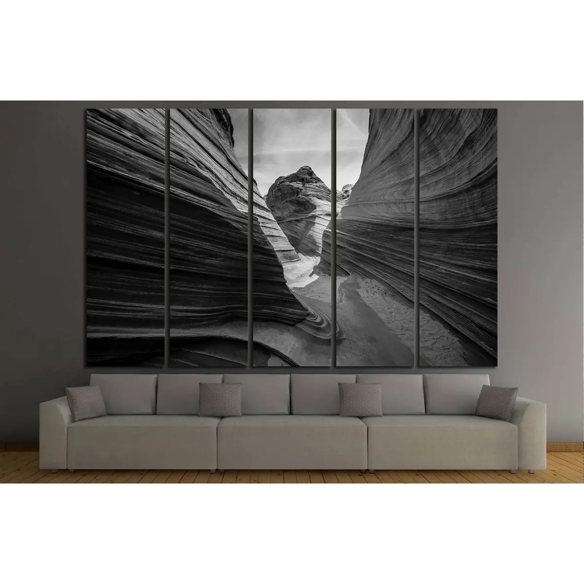 Arizona Wave Black & White Canvas Art Print #2930 – Ready to Hang - Image 3