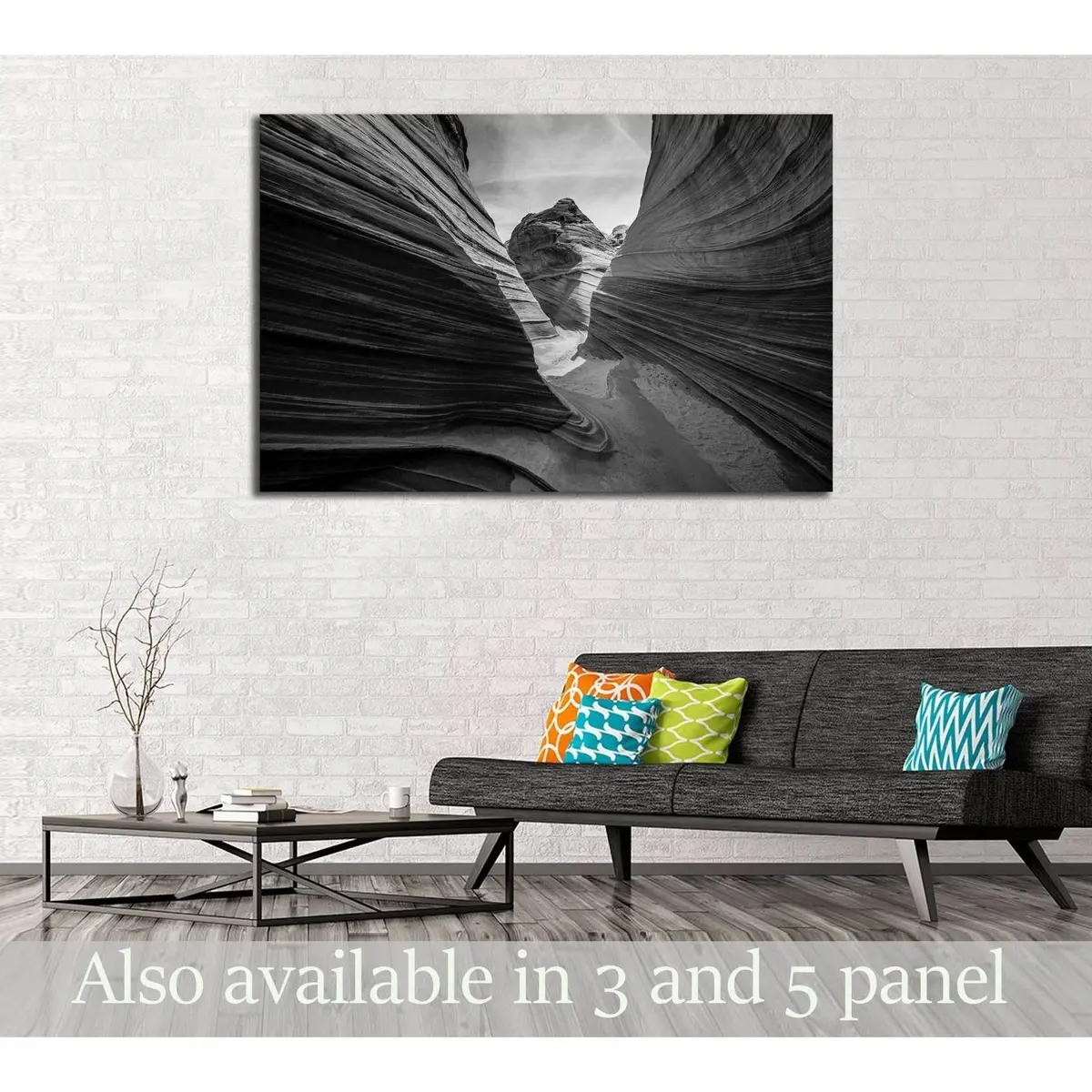 The Wave, Arizona Black And White №2930 Ready To Hang Canvas Print 1