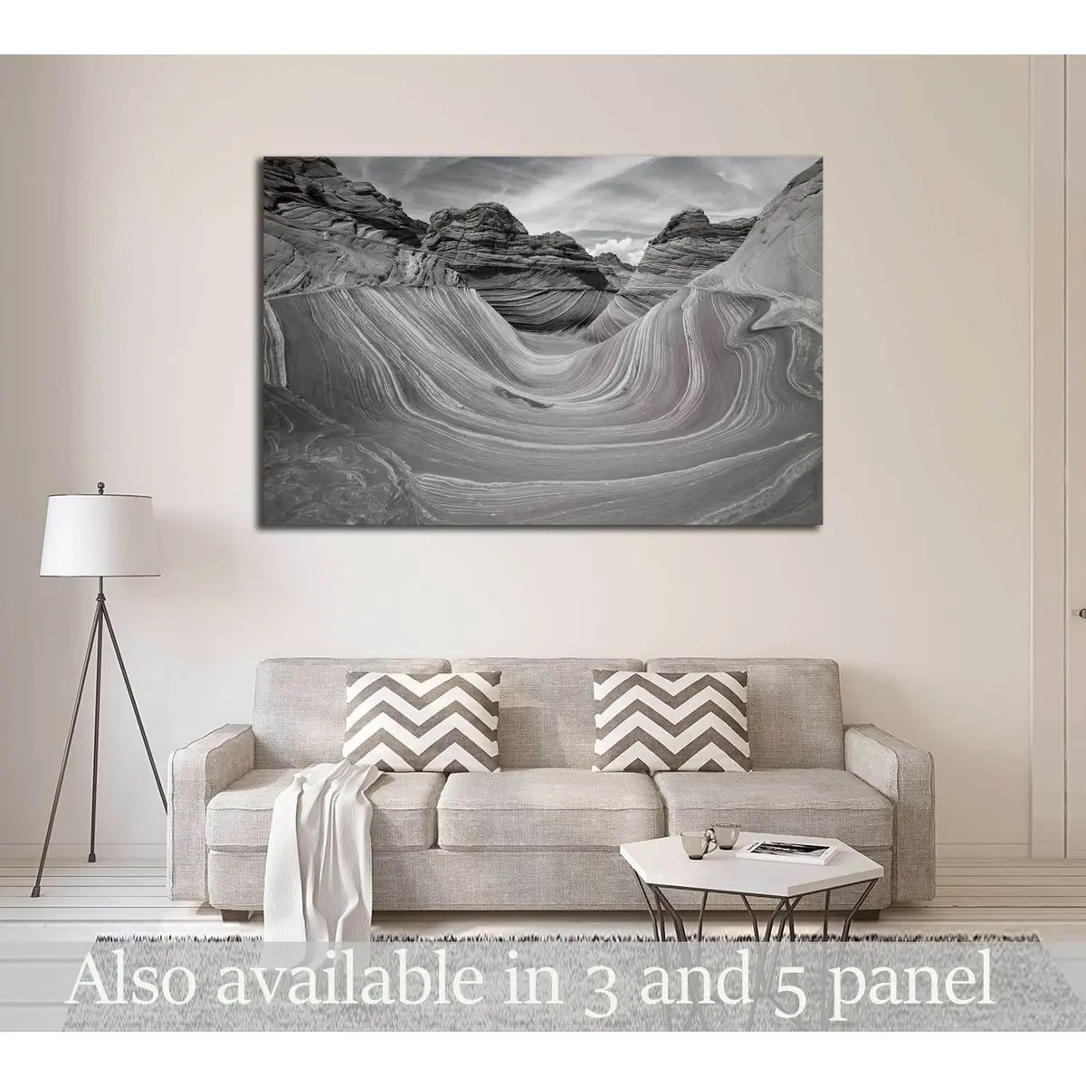 The Wave Black And White №2929 Ready To Hang Canvas Print 1
