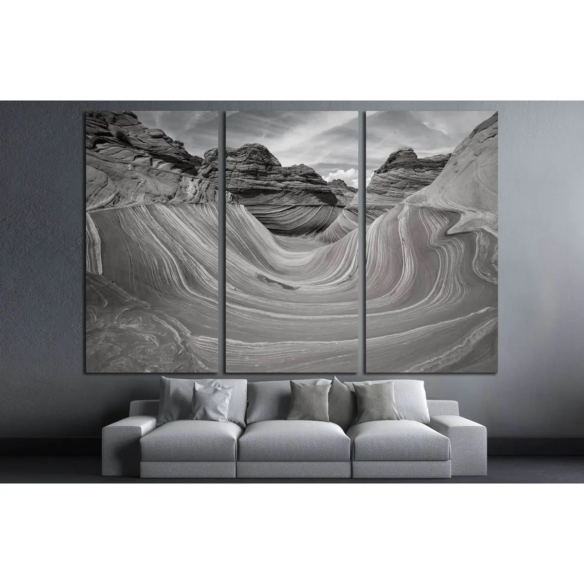 The Wave Black And White №2929 Ready To Hang Canvas Print 5