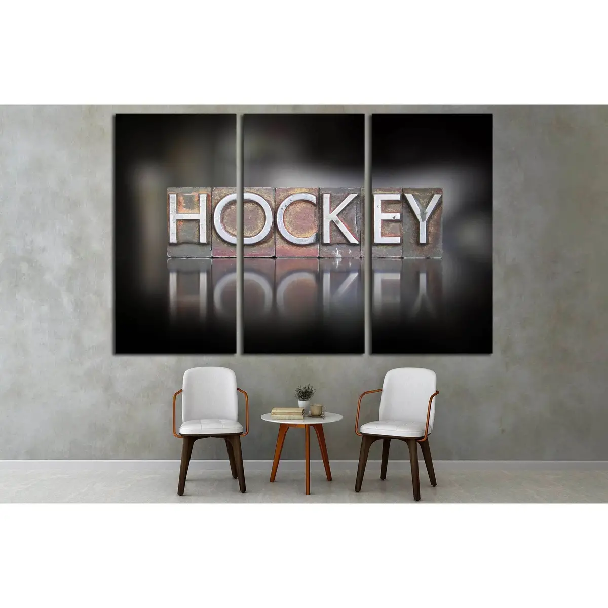 The Word Hockey Written In Vintage Letterpress Type №2128 Ready To Hang Canvas Print 5