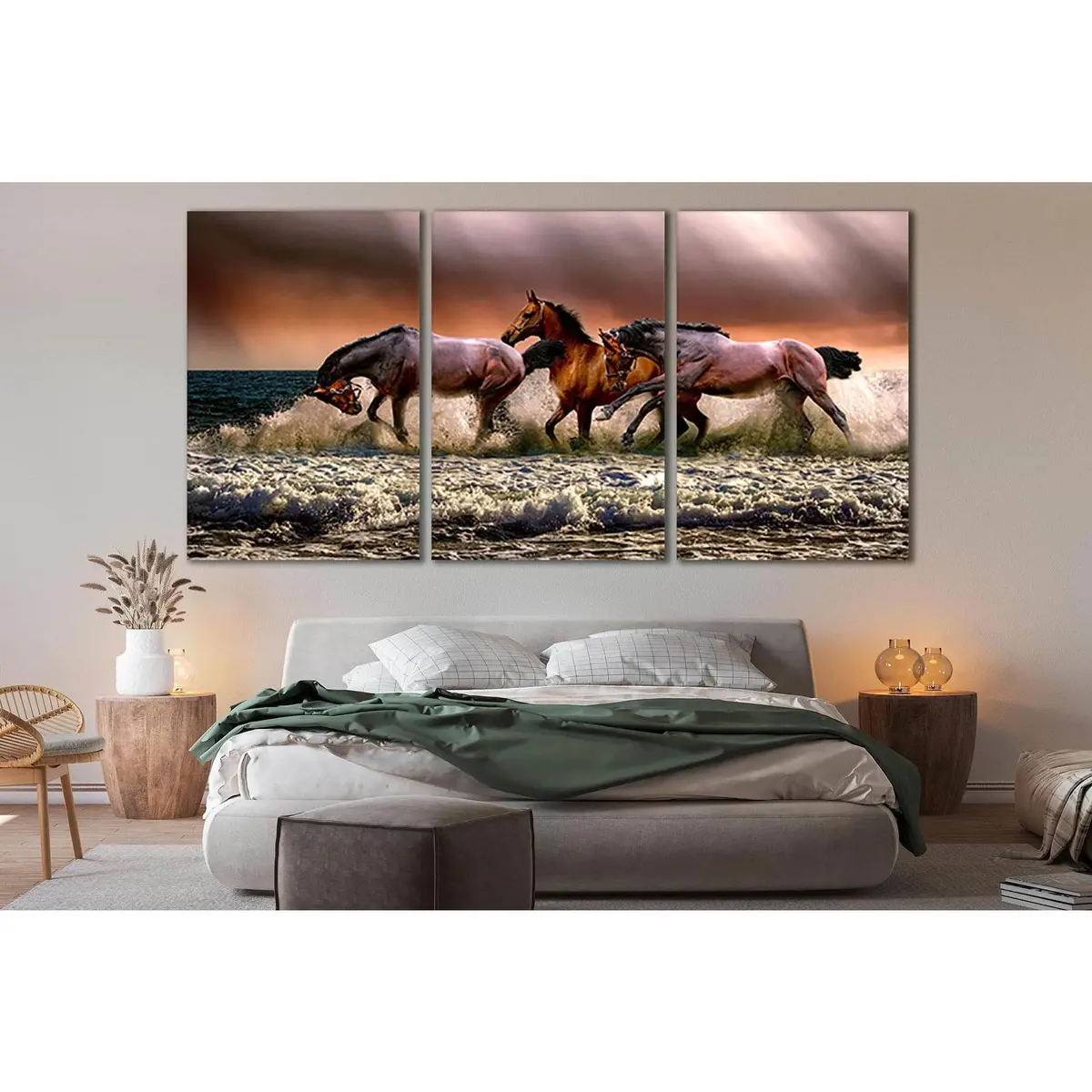 Three Horses In The Sea №Sl187 Ready To Hang Canvas Print 5