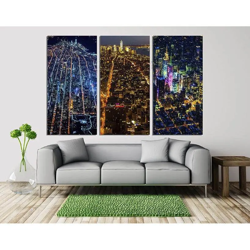 Three-Panel Cityscapes Canvas Print 1