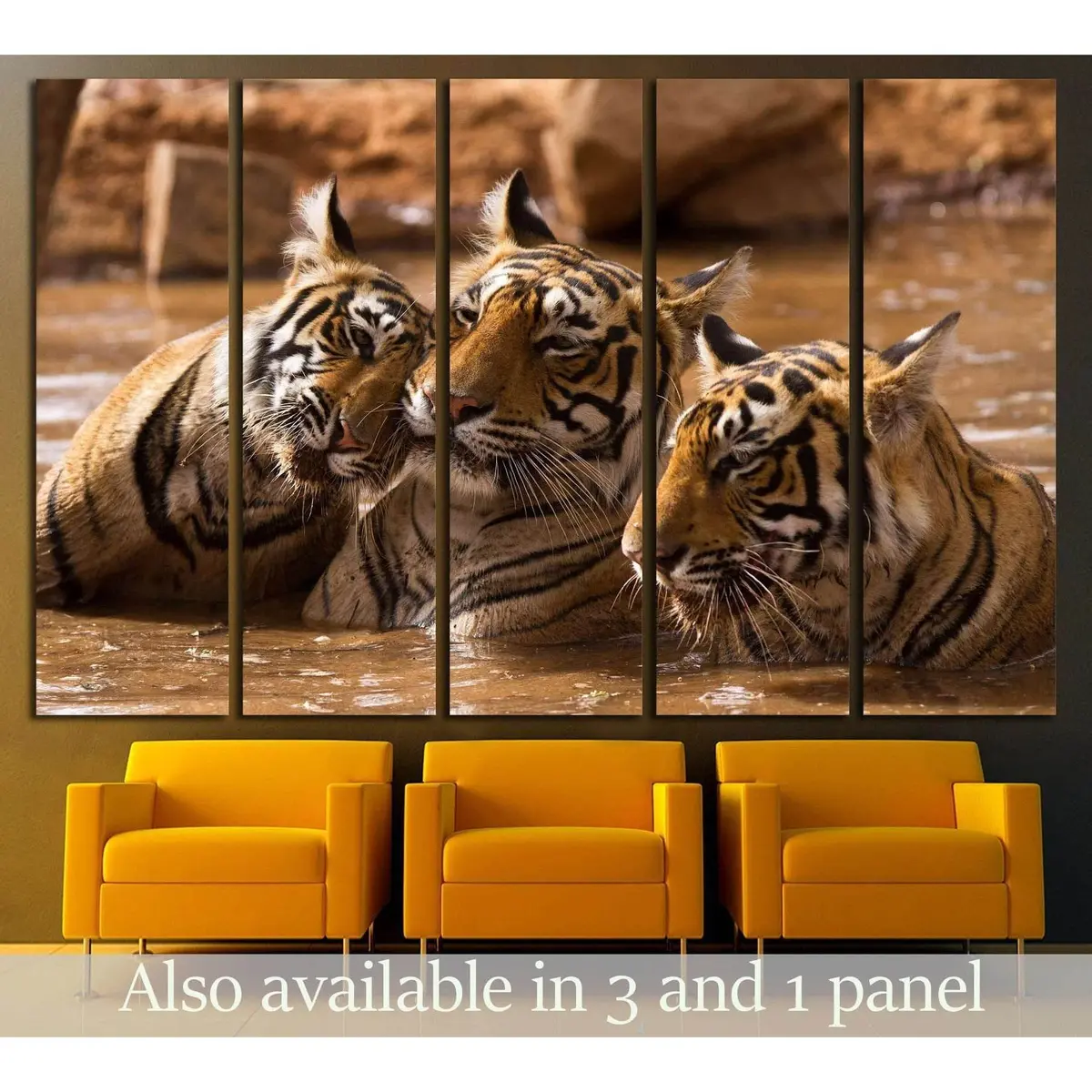 Tiger Family #2342 Premium Canvas Wall Art Print